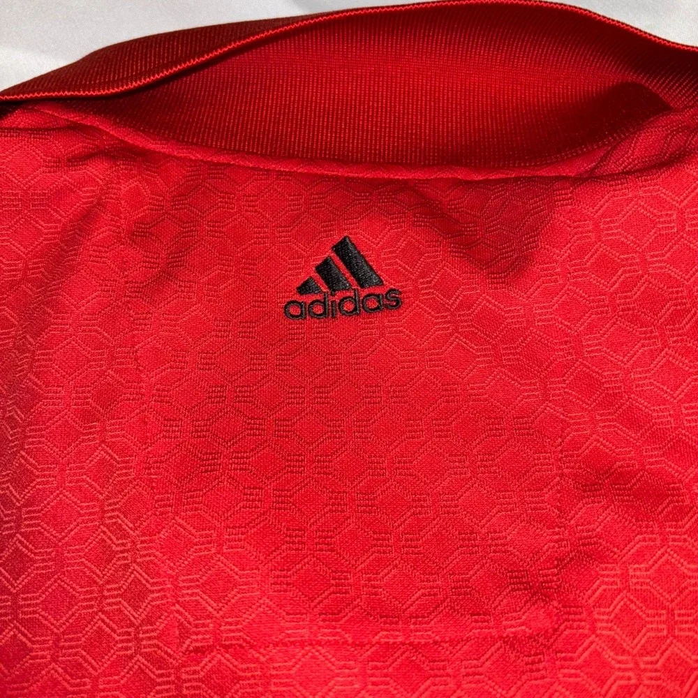 Adidas ClimaCool Golf Polo Shirt Mens Large‎ Red Textured World Tour Golf Links